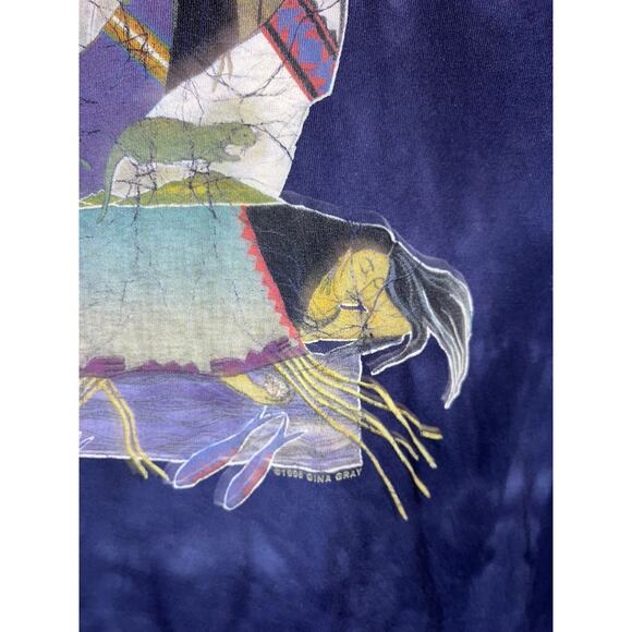 Vintage The Mountain Gina Grey Shirt Native American Art Artwork Ojo Caliente XL - Picture 5 of 14